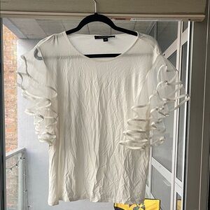 Marc New York White Ruffle Sleeve Blouse